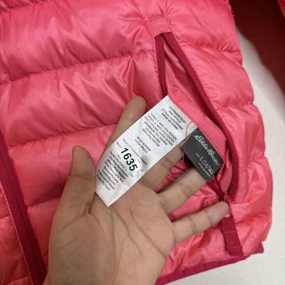 Eddie Bauer Jacket Girls Large 14/16 Puffer Ombre Pink Full Zip Reversible Hood - Picture 4 of 13